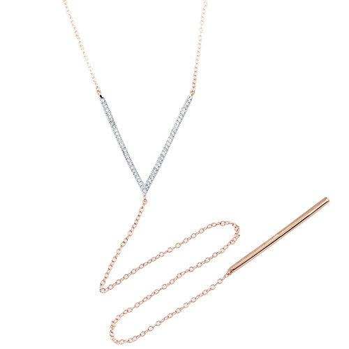 Diamond V Drop Necklace 14k Rose Gold